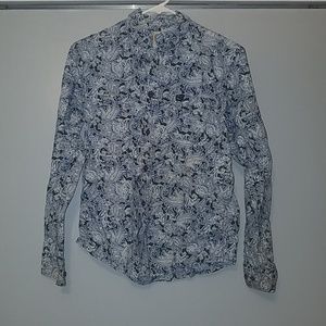CINCH boys blue paisley button down shirt